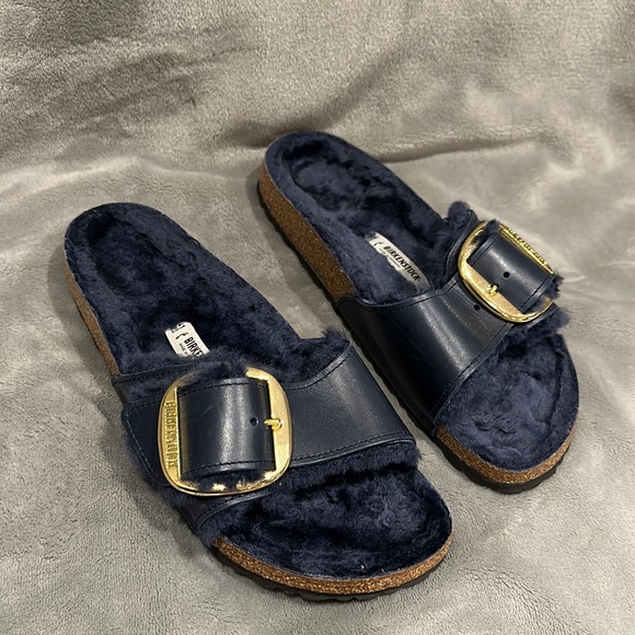 Birkenstock Shoes - Birkenstock Madrid big buckle Genuine Shearling lined sandals